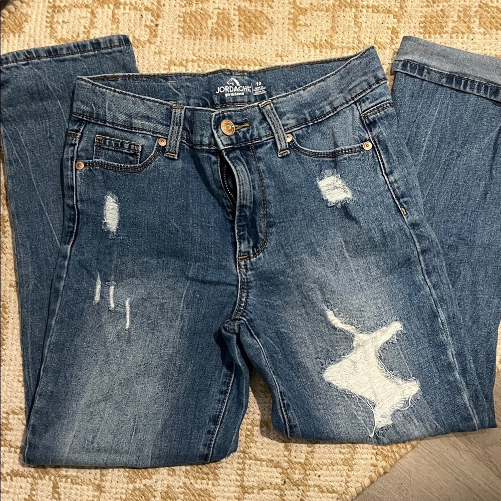 Jordache girls Ripped Blue Boyfriend Jeans
